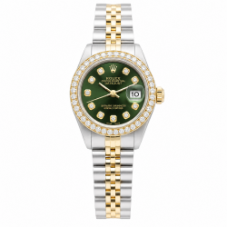 Rolex Datejust 26MM 69173 Two-Tone Green Diamond Dial Watch